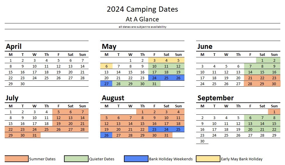 Fox Wood Campsite open dates at a glance
